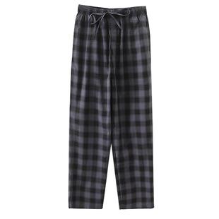猫人纯棉男士长睡裤加厚款宽松大码全棉休闲居家格子家居裤秋冬款