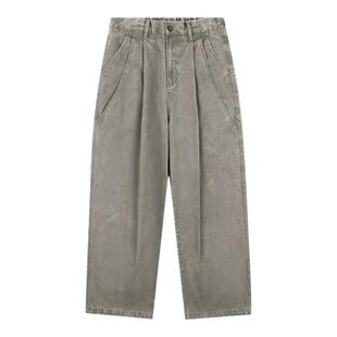 纯棉休闲长裤男生春秋款日系卡其色宽松直筒垂感男款秋天裤子男