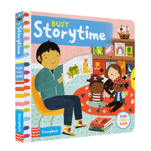 英文原版busy book系列Storytime忙碌的故事时间宝宝启蒙认知手指机关推拉书绘本好习惯养成Fire Station/zoo/supermarket机场Park