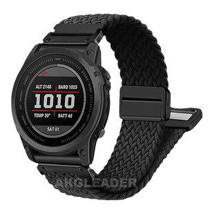 AKGLEADER编织尼龙磁吸扣手表带适用佳明飞耐时Garmin Fenix8/7X/Fenix5X/Fenix6X/Forerunner945/955/965/于