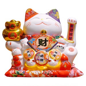 大号电动摇手招财猫摆件电池插电
