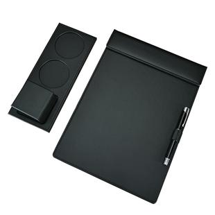 PU皮革A4会议垫板夹酒店商务办公签字文件夹板会议室专用写字板垫杯托垫黑色会议夹便签夹定制LOGO