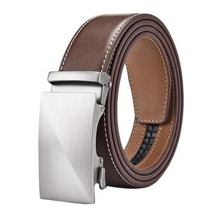 男士皮带商务休闲简约百搭光面腰带咖棕真皮牛皮自动青中年裤腰带
