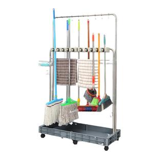 可移动扫把墩布挂架落地式拖把挂钩拖布架子收纳工具不锈钢拖把架