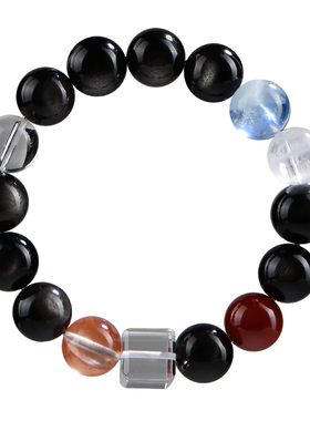 绣罗晶天然黑曜石水晶多宝手链