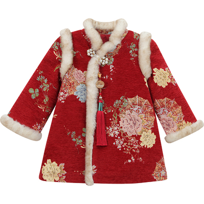 国风雪尼尔织锦绣夹棉旗袍裙