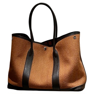 本初与象沫宝 绝版中古花园包手提单肩头层小牛皮+毛呢料质感拉满