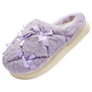 巴拉巴拉儿童棉拖鞋女童宝宝2025新秋冬棉鞋加绒室内家居鞋蝴蝶结