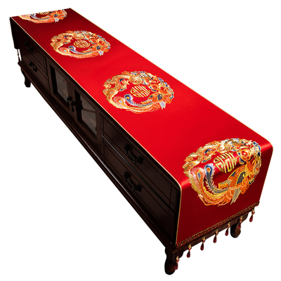 中式婚礼红色结婚桌旗