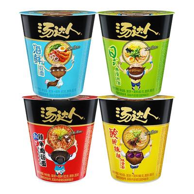 统一汤达人方便面12杯整箱装网红泡面组合混搭桶装日式豚骨拉面条