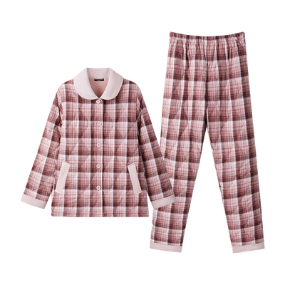 三层夹棉加厚翻领保暖情侣家居服