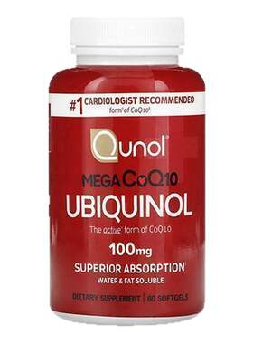 Qunol水溶还原型辅酶CoQ10胶囊抵御氧心脏养心肌