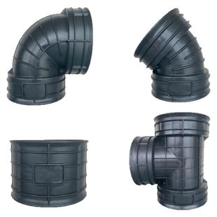 HDPE波纹管配件接头90度弯头45度弯头300直接头三通变径管件加厚