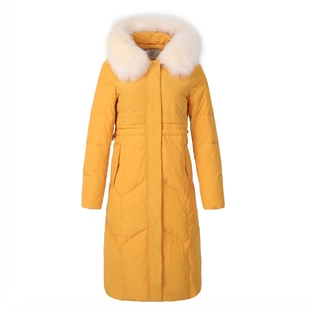 冬季防寒服小个子毛领加厚收腰显瘦修身中长款羽绒服外套90白鸭绒