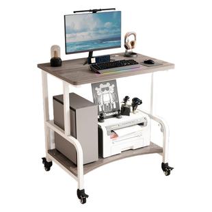 电脑桌台式家用小户型学习桌可放打印机置物桌卧室床边可移动书桌