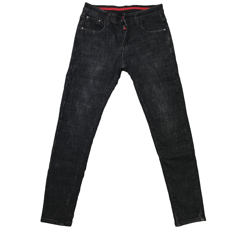 加绒加厚保暖黑色牛仔长裤男潮冬新韩版修身小脚猫须百搭社会青年