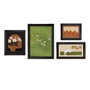 法式中古风客厅装饰画沙发背景墙组合挂画高级感复古油画餐厅壁画