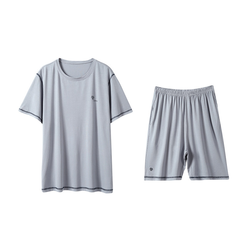 芬腾可安男士睡衣夏季短袖短裤莫代尔冰丝薄款大码夏天家居服套装