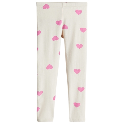 HM童装儿童女童裤子2025秋新款印花棉质汗布松紧腰打底裤0620216