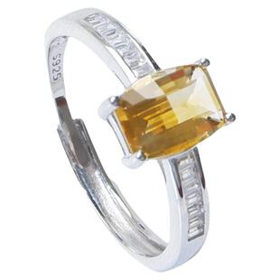 2025新款吸金招财天然黄水晶925纯银戒指女小众设计轻奢高级感