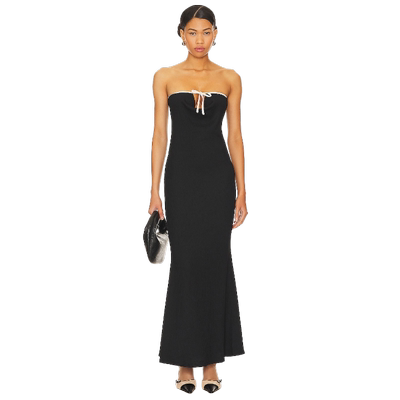 LIONESS抹胸连衣裙露肩修身小黑裙优雅长裙子REVOLVE时尚小众新款