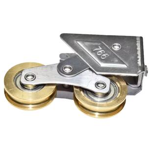 雅基766型铜双轮不锈钢超顺滑静音轴承滚轮推拉门窗铜条轨道铜轮