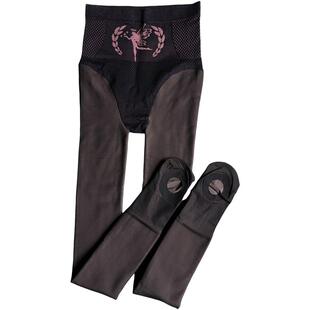 大码免脱连裤袜胖mm高腰收腹假透肤脚底挖洞懒人足浴袜不掉档丝袜