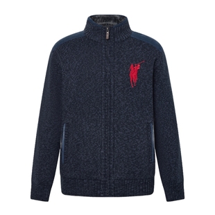 【特惠】POLOWALK男士半高领加绒针织开衫秋冬款商务通勤保暖上衣