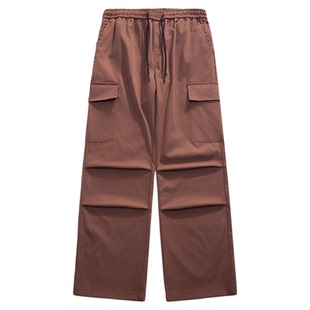 机能风伞兵工装裤男款春秋季美式高街潮牌宽松休闲直筒阔腿长裤子