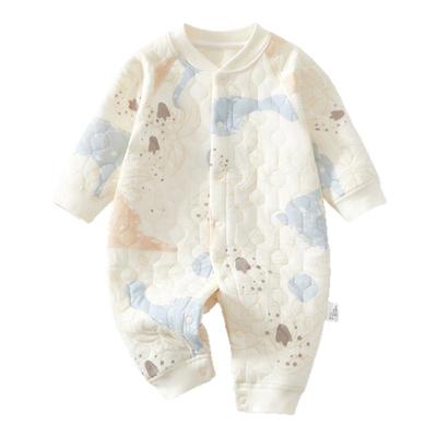 温巢婴儿衣服秋季夹棉保暖连体衣