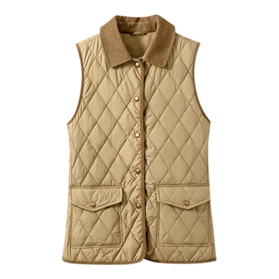 美式复古三防绗缝棉服马甲外套女