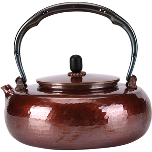 萍水相逢纯手工紫铜烧水壶高温烤色一体壶口打出包浆色纯铜铜壶