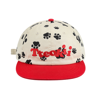小狗脚印logo拼接平檐棒球帽子潮