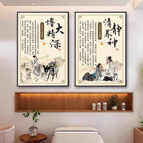 中医馆文化装饰画中医阁医院海报挂画新农村卫生站门诊壁画实木框