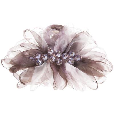 兰诺网纱蝴蝶结水晶抓夹女高级感2026新款大号发量大半扎发鲨鱼夹