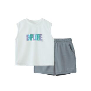 [风洞吸湿速干]齐齐熊男童背心套装夏季宝宝短袖短裤两件套儿童薄