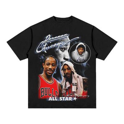 德罗赞美式球星复古印花水洗短袖