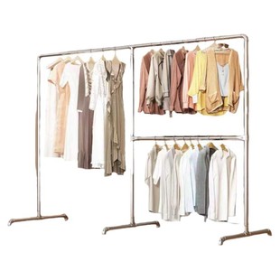 镀锌钢管晾衣架落地家用阳台挂衣户外室外简易双杆水管凉衣晒被子