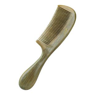 小李子天然绿檀木梳子檀香木玉檀香木梳宽齿长发女士按摩木梳宽齿