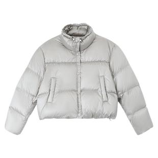 PAPERLLL辛间立领短款90白鸭绒面包羽绒服女冬季2025新款亮面外套