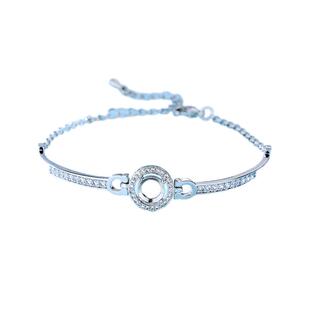 2023年新款女生生日礼物小太阳女手链空托镶嵌diy手镯女电镀925银