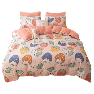 ab面被套单面绒一面加绒一面纯棉牛奶绒学生被罩单件毛绒珊瑚绒冬