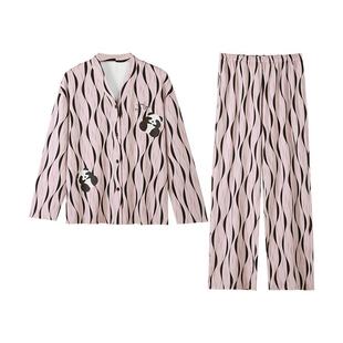 可人儿睡衣女春秋季爆款2025新款V领大码翻领长袖宽松家居服套装