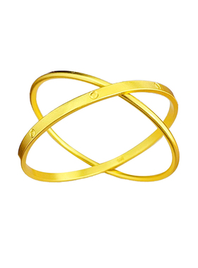 黄铜沙金双环素圈手镯女首饰高级