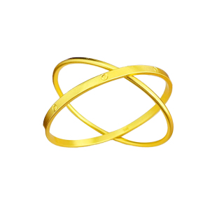 黄铜沙金双环素圈手镯女首饰高级感炫富自信形象社交老人旅游户外