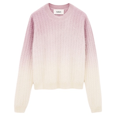 【臻奢系列】bash冬季紫色絮语渐变山羊绒毛衣针织上衣女1H25BRAG