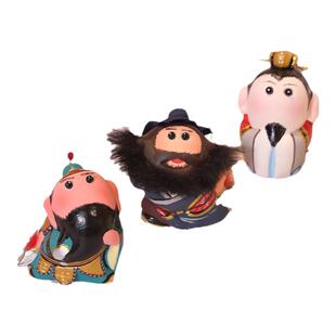 吉兔坊国潮非遗三国演义系列人物泥塑创意桌面摆件刘关张公仔手办