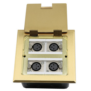 四位母卡农话筒音频地插大三芯欧姆头公卡隆镀金纯铜舞台地面插座