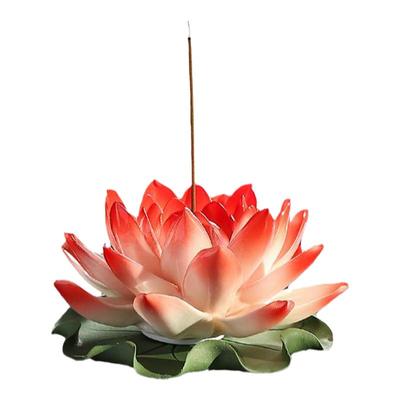 东方泥土釉下彩莲花摆件线香香插