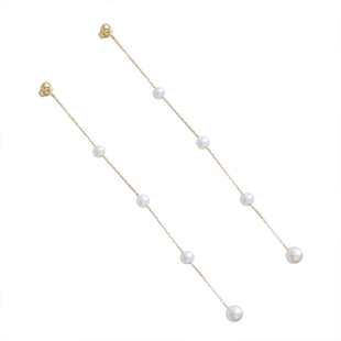 MAOLI /纤纤.美国进口14k包金天然淡水珍珠满天星长款耳线耳环